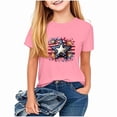 thumbnail image 2 of Amidoa Girls Short Sleeve Graphic Crewneck Summer Independence Day T Shirts Kids Casual Tops Pink Size 12, 2 of 7