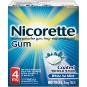 Nicorette 4 mg Nicotine Gum, Coated White Ice Mint 100 ea