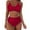 Watermelon Red A, variant on Ashirexll Bikini Sets for Women Bikini Swimsuits Summer Women's Sling V-neck Bikini Set with Chest Pad Solid Color Two Piece Swimsuit for Beach