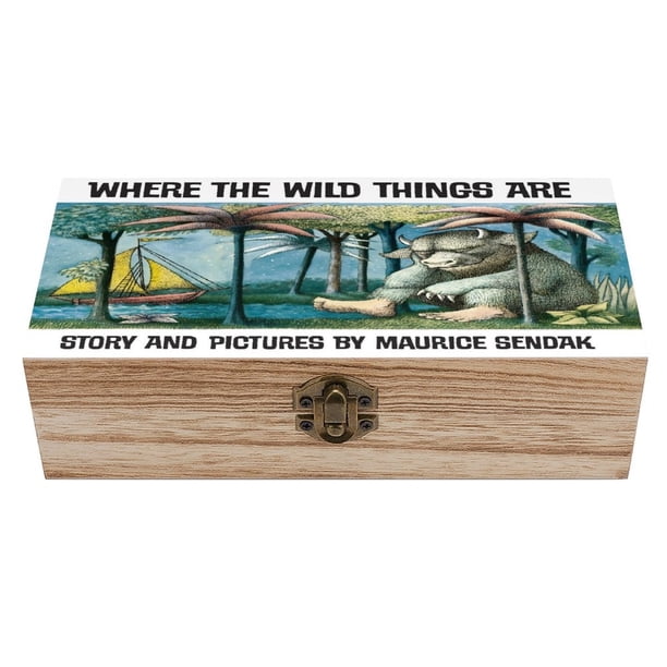 Donde Viven los Monstruos Caja Organizadora de Madera Rústica - Caja Decorativa Multifuncional para Escritorio, Hogar, Oficina, Joyas y Manualidades