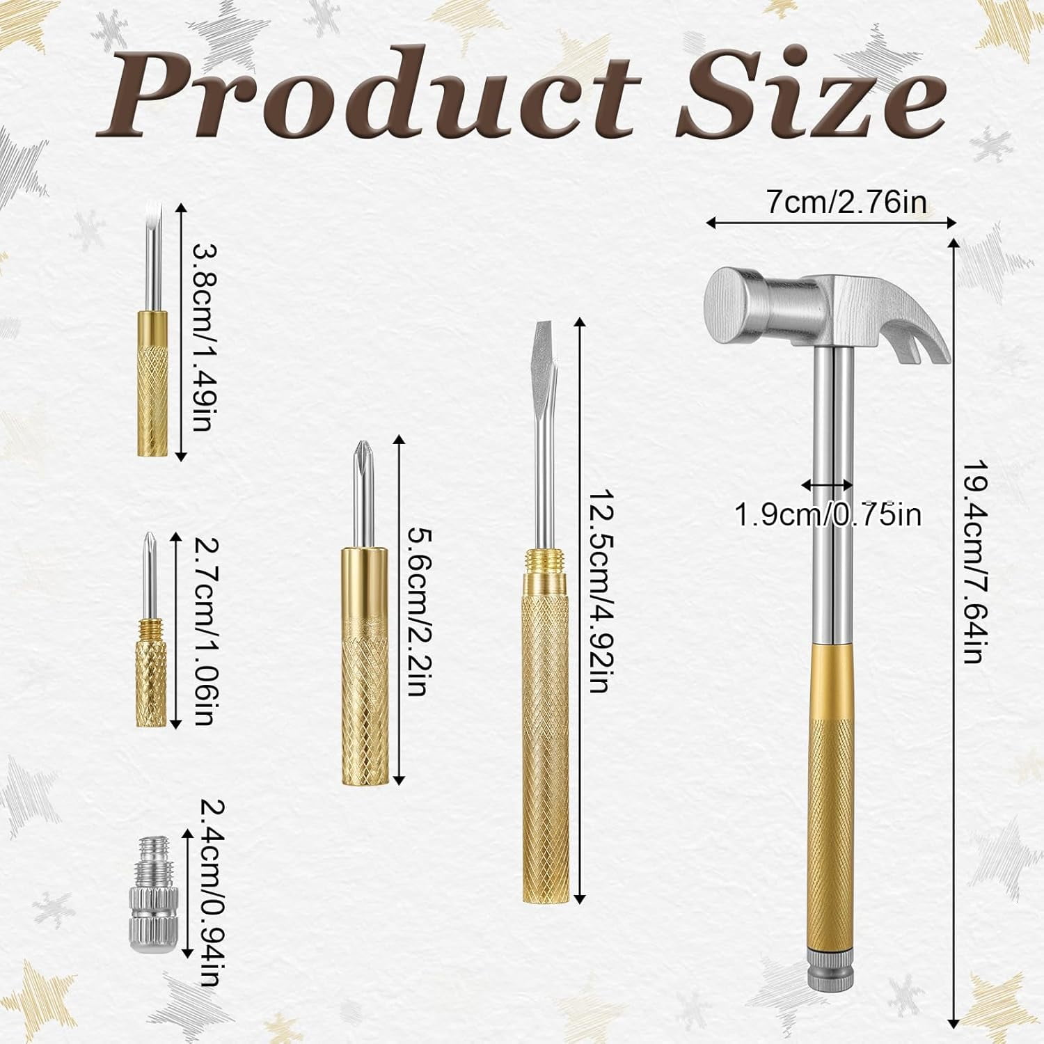 MKEUDQ-6 in 1 Small Hammer, Metal Multitool Hammer Portable Mini Hammers with Screwdrivers Inside Flat Head Phillips and Claw-Hammer Multifunctional Hammers Tools