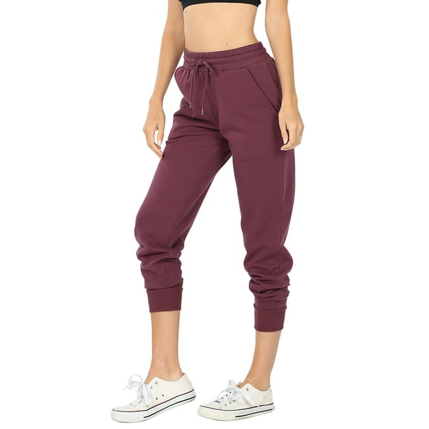 Zenana - Women's Joggers Pants Jersey Sweatpants Cotton Tapered Workout ...
