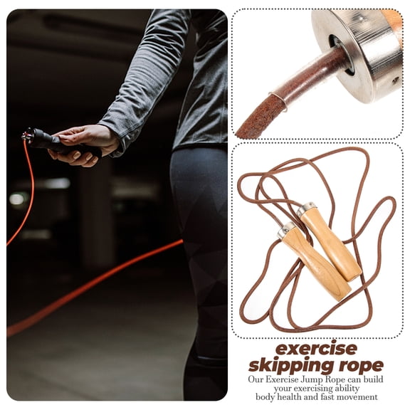 OUNONA Speed Rope Brown Cowhide Gym Exercising 1Set