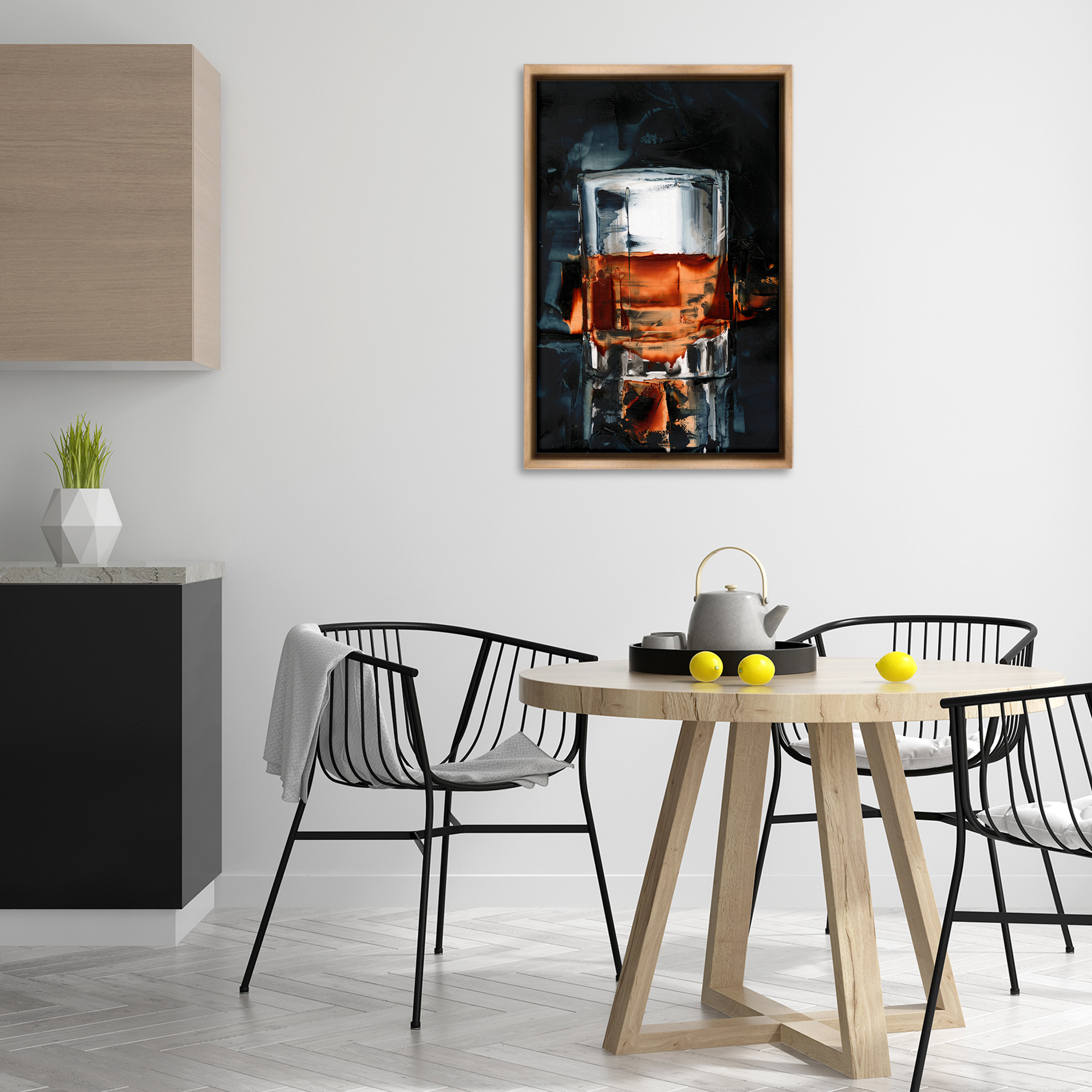 Stupell Industries Whiskey On Rocks Food & Beverage Painting Brown Floater Framed Canvas Art Print Wall Art, 21 x 31