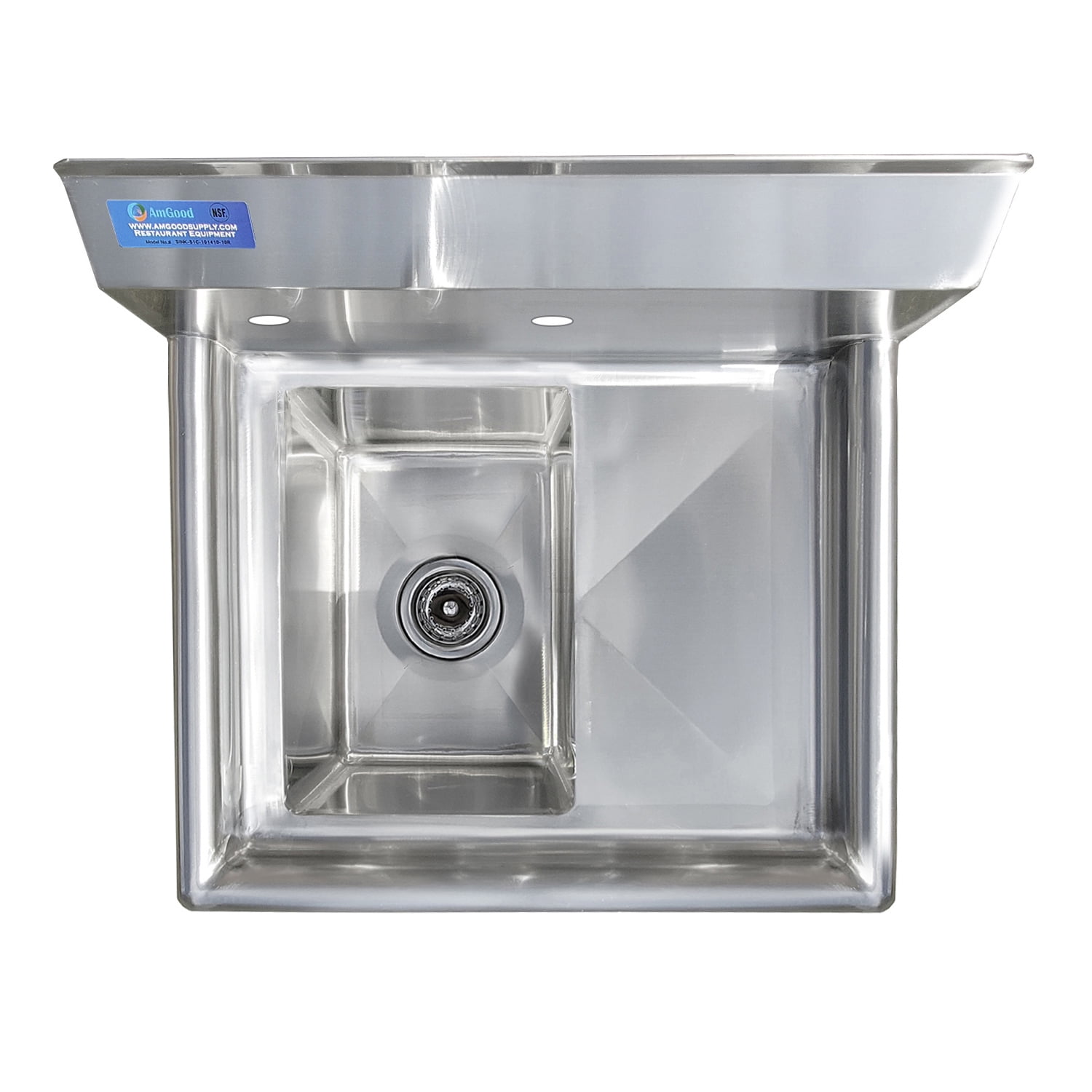 10″ x 14″ x 10″ with 10″ Right Drainboard One Compartment Stainless Steel Commercial Kitchen Prep & Utility Sink | NSF