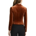 thumbnail image 3 of INSPIRE CHIC Women's Velvet Blazer Lapel Collar Long Sleeve Button Wear-to-Work Suit Jacket XL Brown, 3 of 7