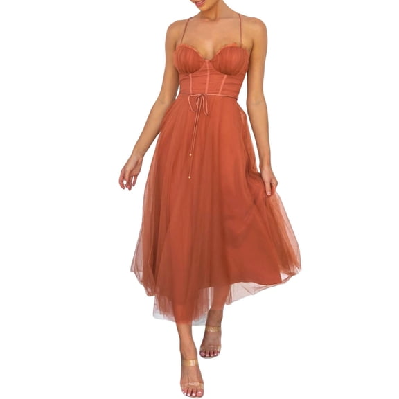 Evening Gowns for Women Formal Wedding Guest European and New Temperament Sexy Suspender Mesh Party Evening Dress for Banquet & Gala Night Wear