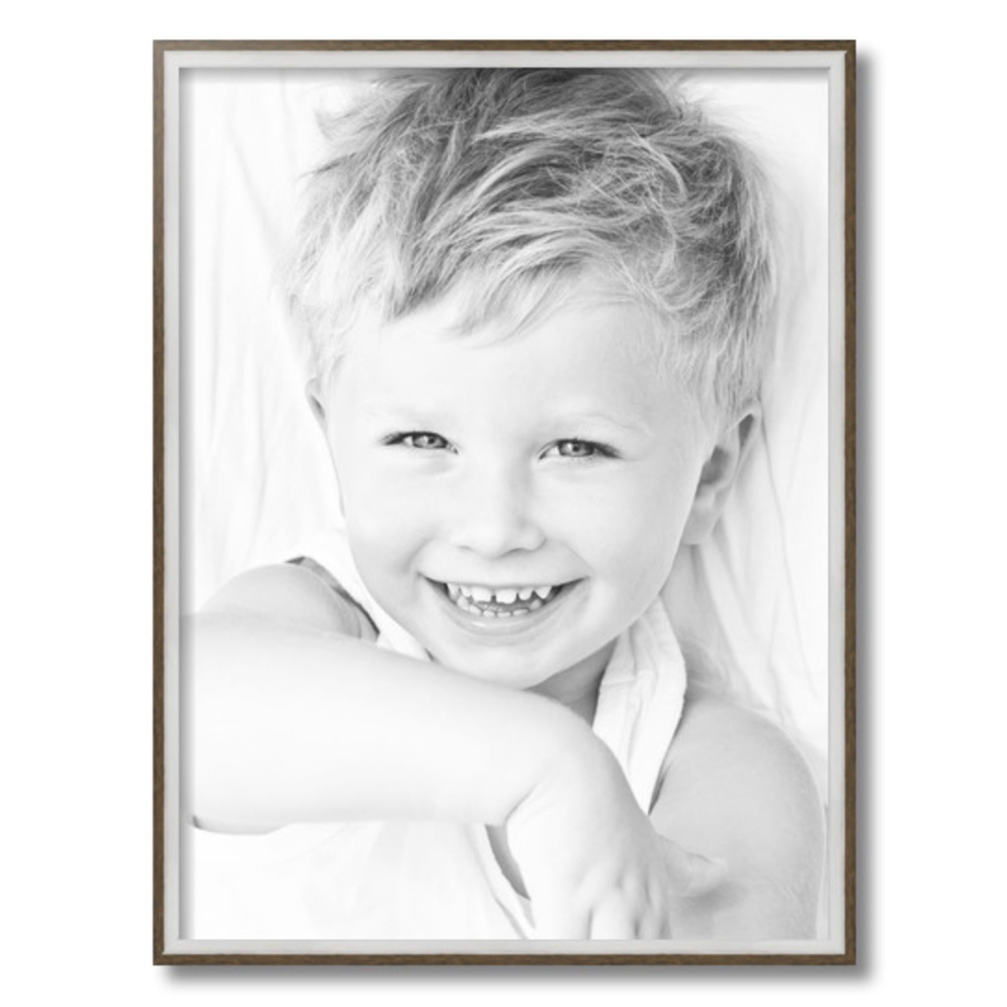 ArtToFrames 18" x 24" Silver with Stained Grey Picture Frame, 18x24 inch Silver Wood Poster Frame (WOM-4767)