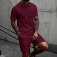 thumbnail image 2 of Bovxnpu Men's Clothing Set 2 Piece Outfits Men Short Sleeve Button Collar Top Pocket Elastic Waist Beach Set, 2 of 9