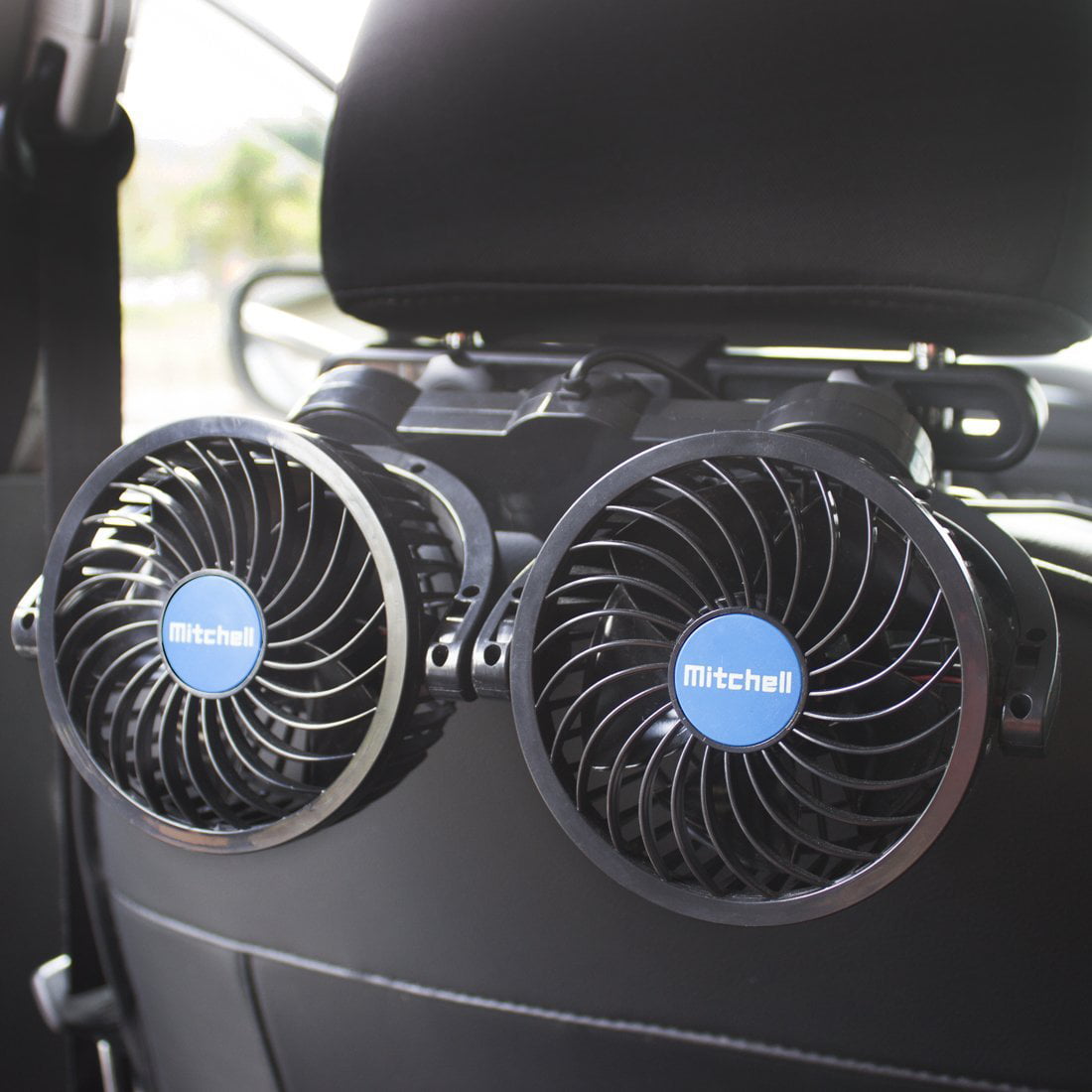 poraxy Car Fans,12V Electric Auto Cooling Fan, Headrest 360 Degree