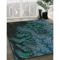 thumbnail image 3 of Ahgly Company Machine Washable Indoor Square Transitional Deep-Sea Green Area Rugs, 4' Square, 3 of 7