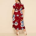 thumbnail image 3 of U.Vomade Robe pour Femme Grande Taille Été Plage Taille à Bande Robe à Manches Courtes Col Ras du Cou Oversize Robes Décontractées, 3 of 7