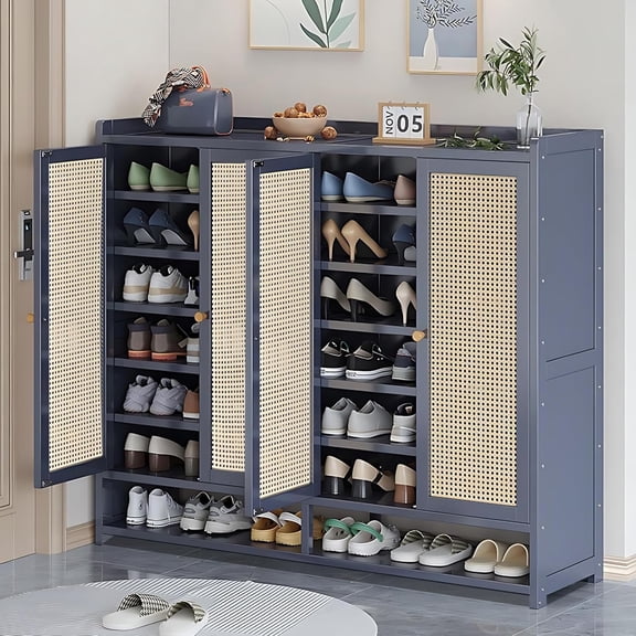 Shoe Storage Cabinet with Doors, 8-Tier Shoe Organizer with Adjustable Shelves, Modern Large Shoe Cabinet, Freestanding Shoe Rack for Entryway, Hallway, Living Room, Bedroom, Closet