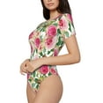 thumbnail image 2 of The Xecao Rose Flowers Women's Crew Neck Body Suit, a short-sleeved bodysuit and basic swimsuit, both comfort and style for dating and daily life, 2 of 9