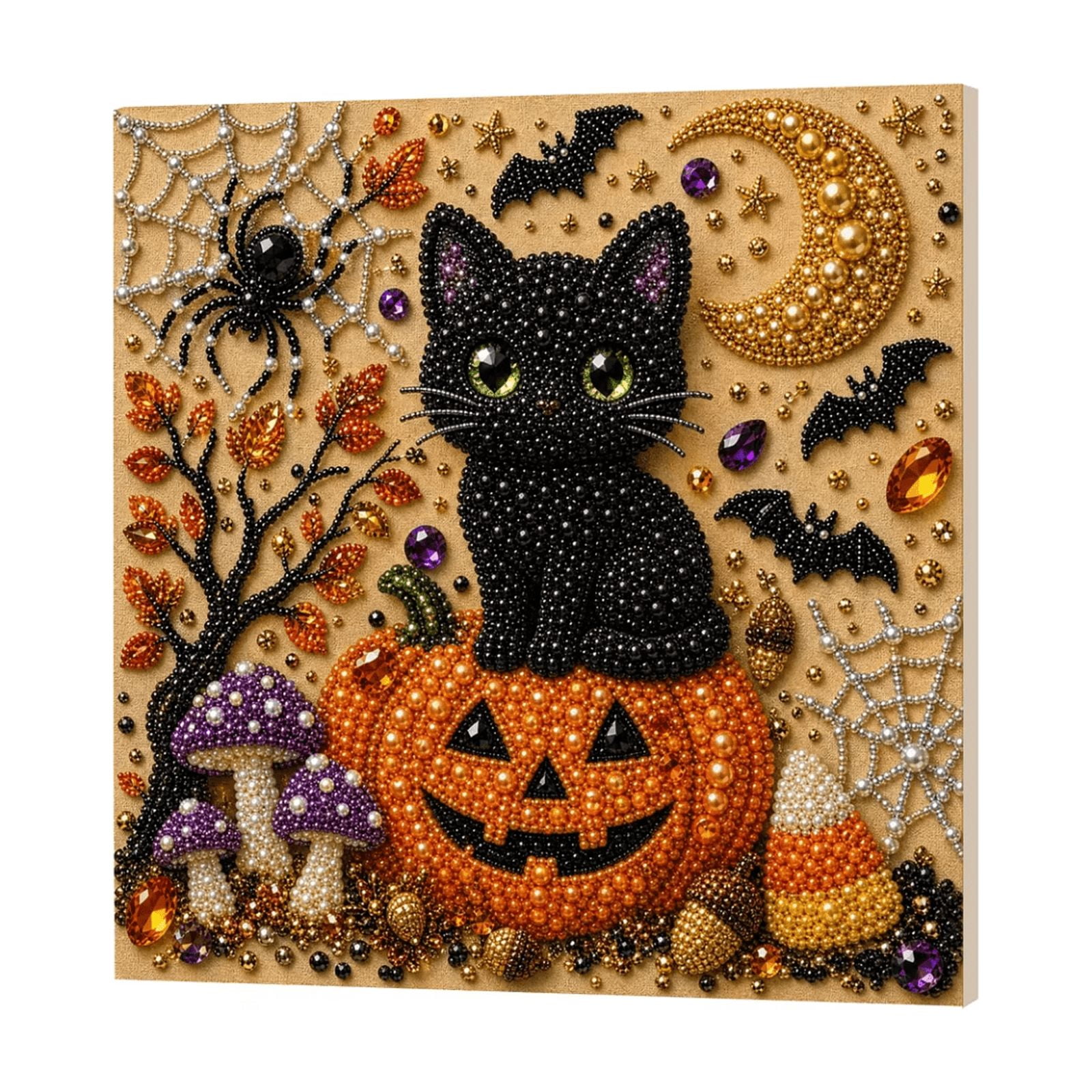 Halloween Pearl Art DIY Kit Painting Set Creative Bead Craft Supplies for Holiday Home Decor and Handmade Projects
