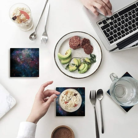 

ZHANZZK Starry Sky Cosmic Galaxy Set of 6 Coaster for Drinks Absorbent Ceramic Stone Coasters Cup Mat with Cork Base for Home Kitchen Room Coffee Table Bar Decor