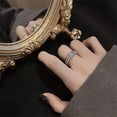 thumbnail image 4 of Luxury Rose Gold Double Rowed Square Zircon Stainless Steel Ring Women's Romantic Engagement Wedding Party Jewelry Women Gift, 4 of 5
