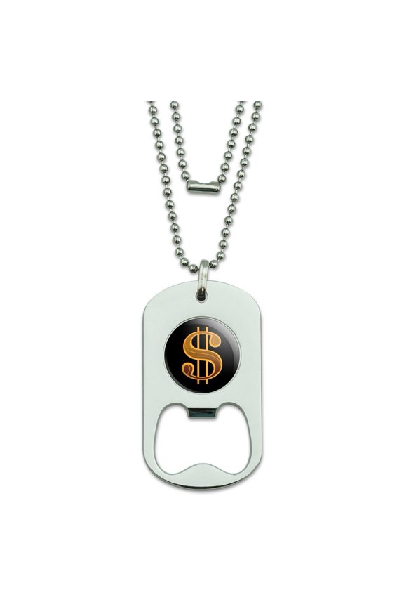 Dollar Sign Symbol Military Dog Tag Bottle Opener Pendant