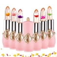 thumbnail image 2 of Crystal Flower Jelly Lipstick, Long Lasting Nutritious Lip Balm Lips Moisturizer Temperature Color Change Lip Gloss, 2 of 5