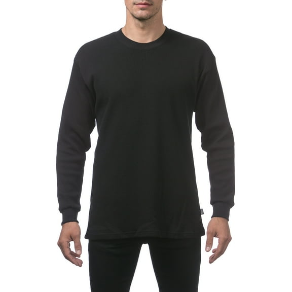 Pro Club Men's Heavyweight Cotton Long Sleeve Thermal Shirt - Black - Medium