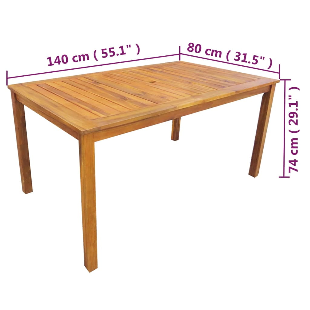 Kepooman 5 Pcs Outdoor Wooden Dining Table Set with Umbrella Hole for Patio, Wood Color Kepooman 5 Pcs Outdoor Wooden Dining Table Set with Umbrella Hole for Patio, Wood Color