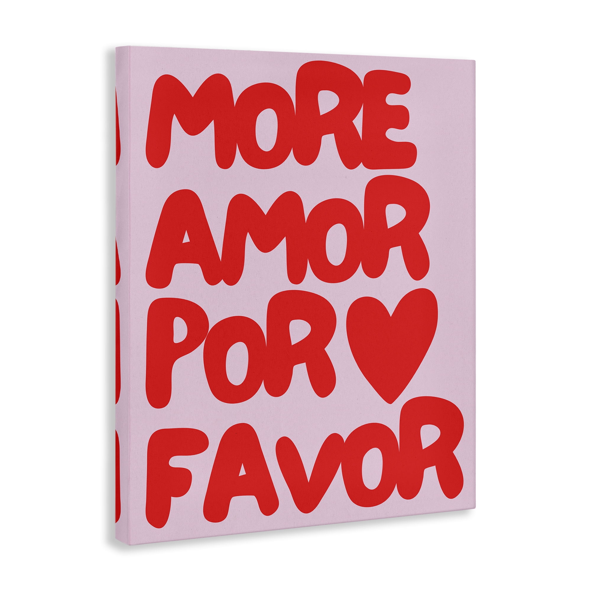 Stupell Industries Red & Pink More Amor Text & Numbers Painting Wrapped Canvas Art Print Wall Art, 24 x 30