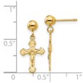 thumbnail image 4 of Diamond2Deal 14k Yellow Gold Polished Crucifix Post Earrings for Women (L- 0.79 in, W-0.4 in), 4 of 4