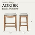 thumbnail image 6 of Maven Lane Adrien Saddle Counter Stool In Weathered Oak Finish With Sand Color Fabric Upholstery, 6 of 7