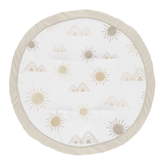Sweet Jojo Designs Boho Desert Sun Taupe Playmat Tummy Time Infant Boy Girl Baby Play Mat Neutral Tan Beige Ivory Gold Cream Off White Bohemian Mountain Nature Outdoors Geometric Minimalist Sunshine