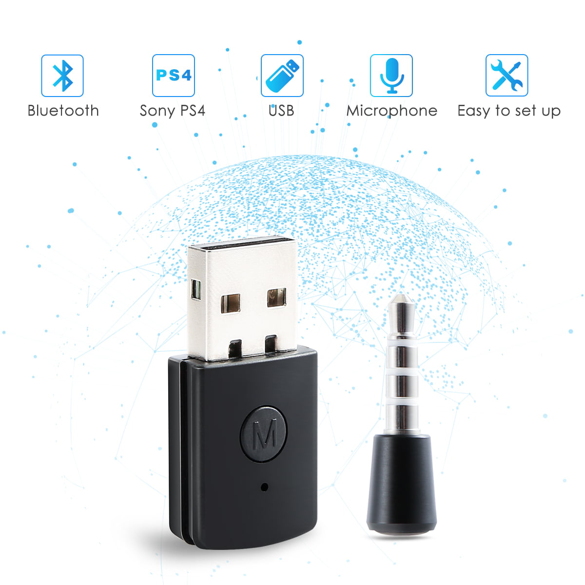 Mini Bluetooth Headset Dongle USB Adapter Receiver for PS.4 BlaY KT 
