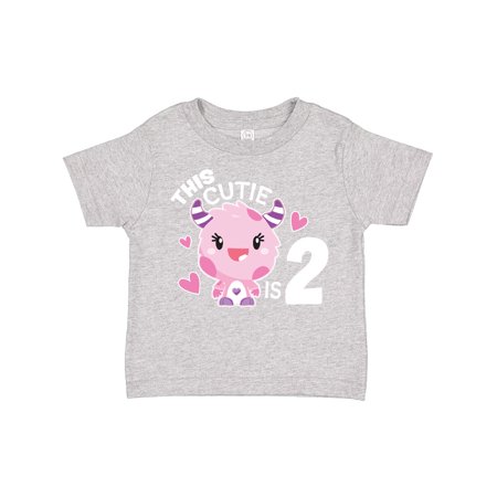 

Inktastic This Cutie is 2 with Cute Pink Monster and Hearts Gift Toddler Toddler Girl T-Shirt