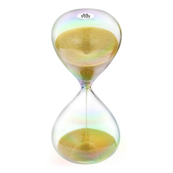 Sand Timer 60 Minute Hourglass, Gold Biloba Sand Clock, Large Sand Watch 60 Min, Minimalist Hour Glass Sandglass, Sand Glass, reloj de Arena 60 minuto for Home, Desk, Office Decorative Glod