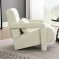 thumbnail image 3 of Modern Accent Chair, Mid-Century Living Room Chair with Waist Pillow and Solid Wood Frame, Indoor Lounge Chair for Bedroom Reading Room, Beige, 3 of 7