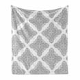 thumbnail image 1 of Floral Soft Flannel Fleece Blanket, Modernized Damask Altered Flowers Accumulated Motifs Print on Plain Backdrop, Cozy Plush for Indoor and Outdoor Use, 50" x 60", White and Dimgray, by Ambesonne, 1 of 5