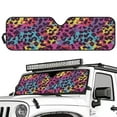 thumbnail image 2 of Uorisanigo Windshield Sun Shade for Rubicon Sahara TJ JK JKU 2 Door & 4 Door, Sunshades Heat Shield, UV Rays Blocker Sun Visor Shade Keep Vehicle Cool, Colorful Cheetah Leopard Print, 2 of 7