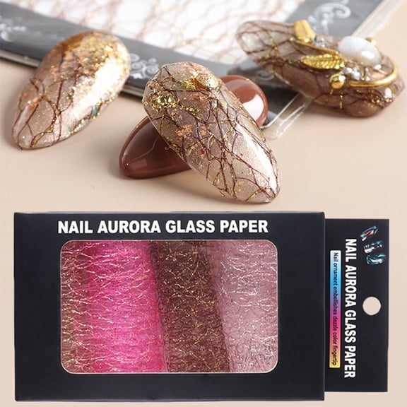 Joernso 1Box Nail Mesh Stickers Paste Firmly Long Wearing Decal 3D Nail Art Mesh Stickers for Girl