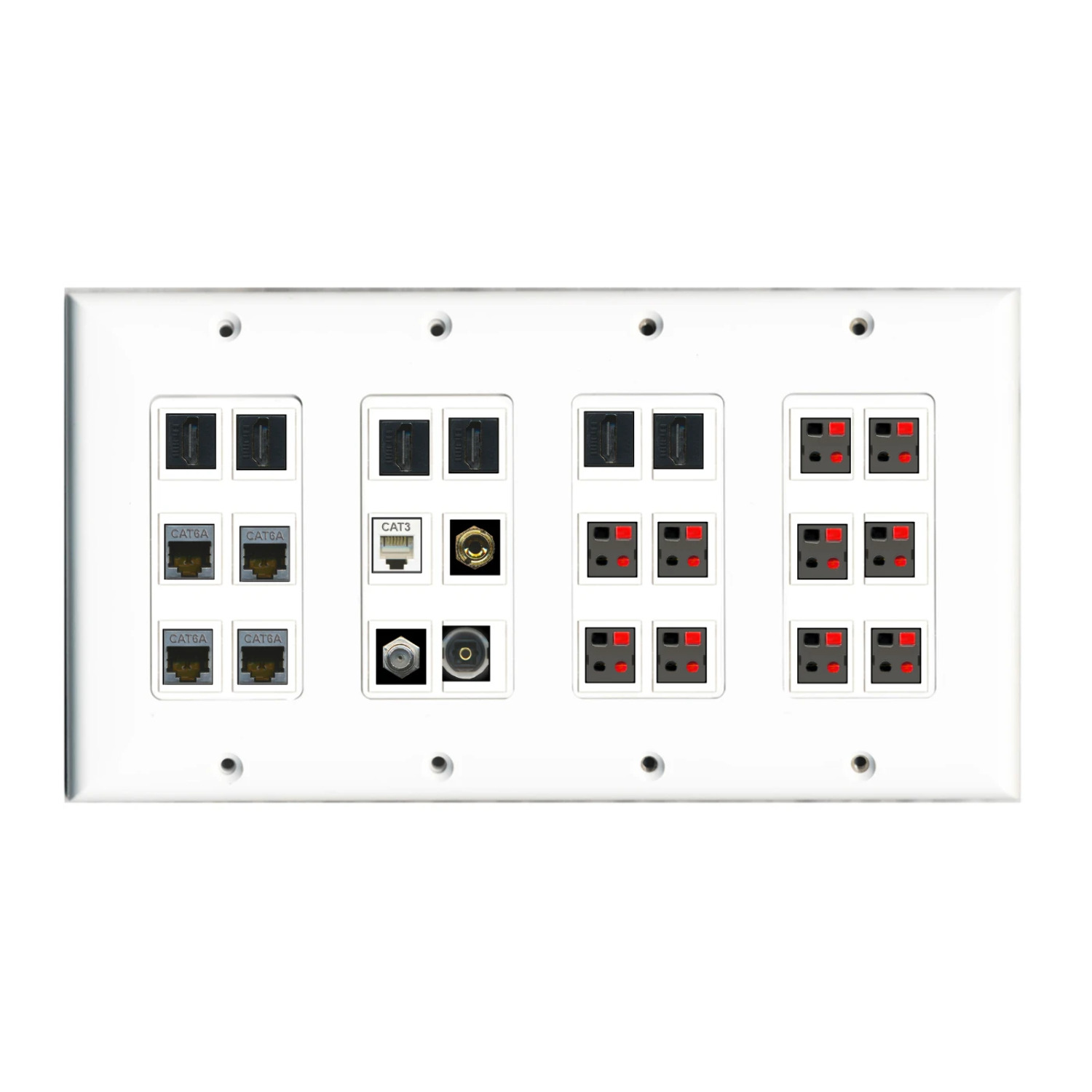 Ultra Spec Cables Custom Wall Plate White with up to 24 Keystone Ports