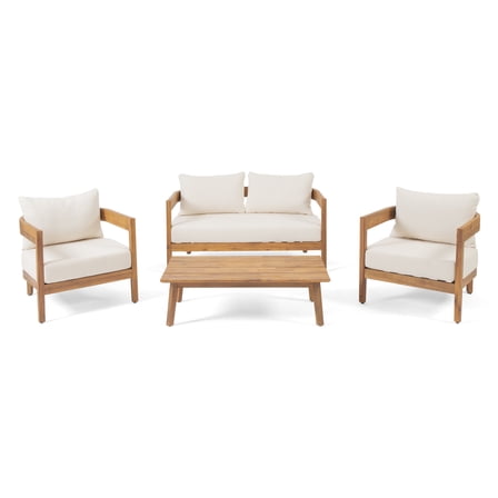 Noble House Brooklyn Outdoor  4 Seater Chat Set Teak