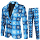 thumbnail image 5 of Gorro navideño de anime para hombre, chaqueta azul y roja, divertido árbol de Navidad, muñeco de nieve, estampado, blazer de un botón, frente abierto, trajes de trabajo de oficina para negocios, 5 of 5