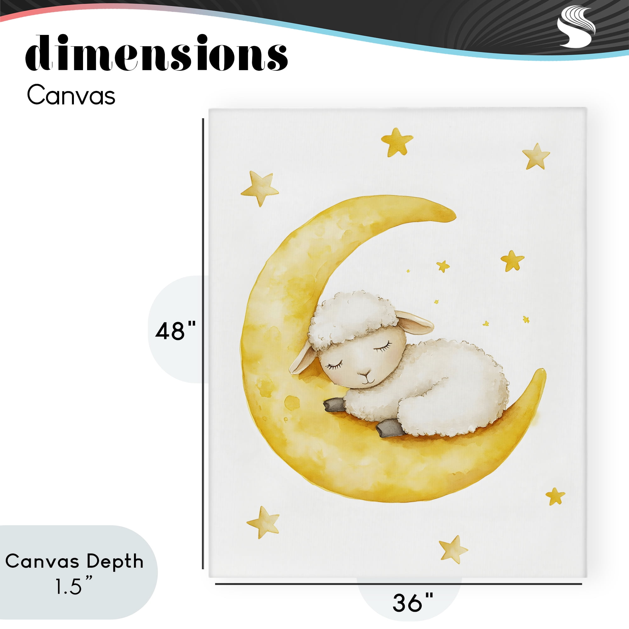 Stupell Industries Sleeping Sheep on Yellow Moon Canvas Wall Art, design by LSR Design Studio
