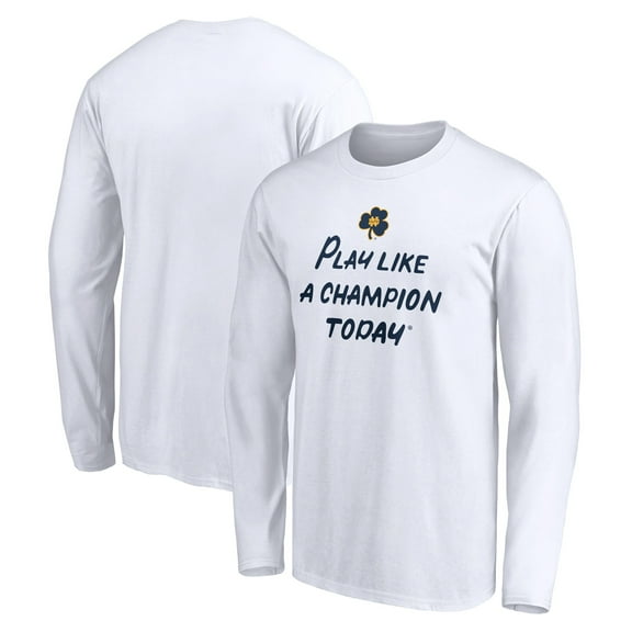 Men's White Notre Dame Fighting Irish Play Like A Champion Today Shamrock Long Sleeve T-Shirt