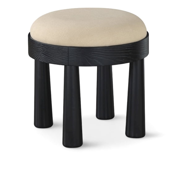 Meridian Furniture Larea Beige Linen Textured Fabric Upholstered Ottoman