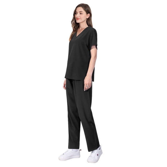 Ropa quirúrgica elástica de secado rápido, ropa de enfermera de hospital, traje de salón de belleza, ropa de lavado a mano con escote en V dividido
