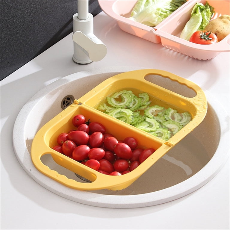 Folding Fruit Vegetable Washing Basket Strainer Po... - Grandado