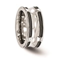 thumbnail image 5 of Edward Mirell Stainless Steel and Black Ti Cable Edge Polished Concave 10mm Band, 5 of 8