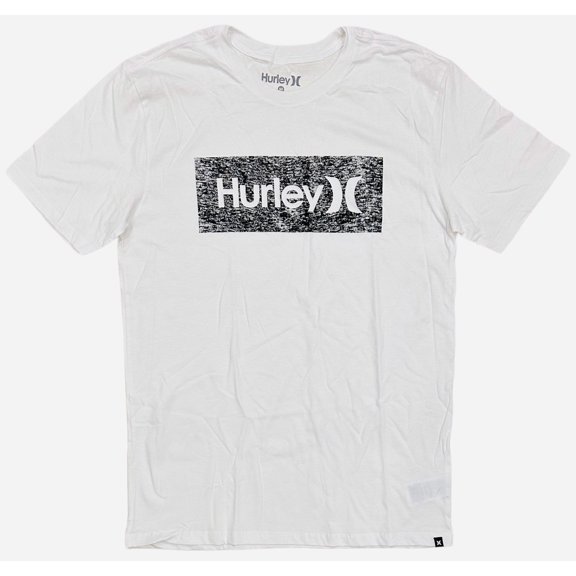 Hurley Men's T-Shirt One and Only Box Push Short Sleeve Graphic Tee (Medium, White)
