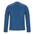 thumbnail image 4 of MELDVDIB Mens Jacquard Knit Sweater Solid Color Oversized Crewneck Pullover Tops Fall Winter Long Sleeve Lounge Outfits Blue XL, 4 of 7
