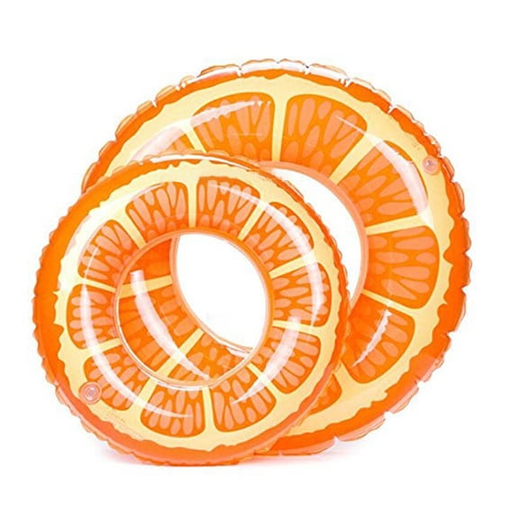 2 Pcs Pool Ring, Inflatable Orange Slice Swimming Tube Float for Beach Fun