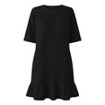 thumbnail image 5 of ClodeEU Women's Short Sleeve Crew Neck Ruffle Hem Mini Dress,Casual T-Shirt Swing Dress Black,Women's Plus L, 5 of 6