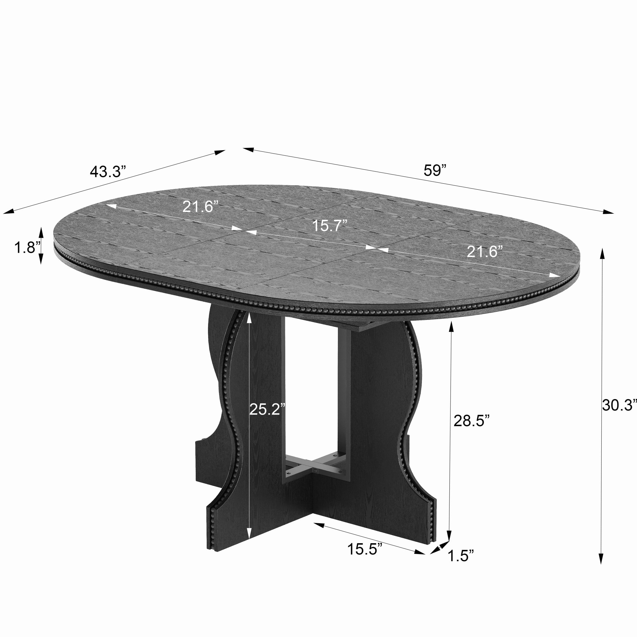 Noble House Corvel Farmhouse Extendable Round-to-Oval Wooden Dining Table with Heavy-Duty Wood Base, Black
